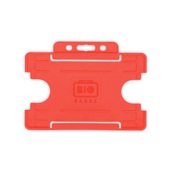 Red Single-Sided BIOBADGE Open Faced ID Card Holders - Landscape (Pack of 100)