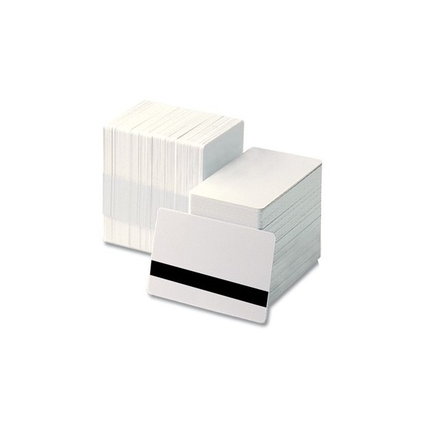 Confezione da 500 pezzi carte bianche laminate in PVC standard ISO CR80  spessore 0,76mm con banda magnetica LoCo (300oe)